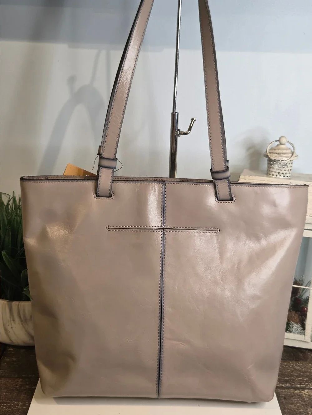 Patricia Nash Madison Leather Tote Bag Gray Stone